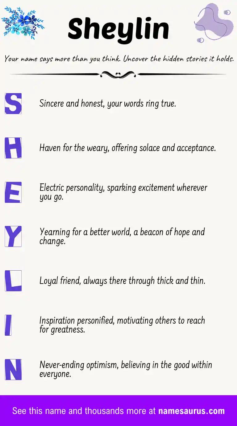 Acrostic poem about Sheylin.