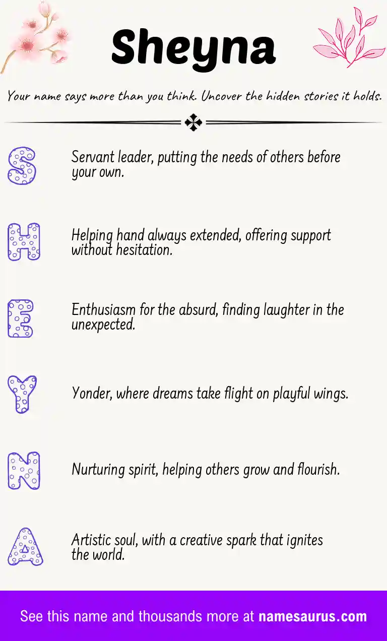 Acrostic poem about Sheyna.