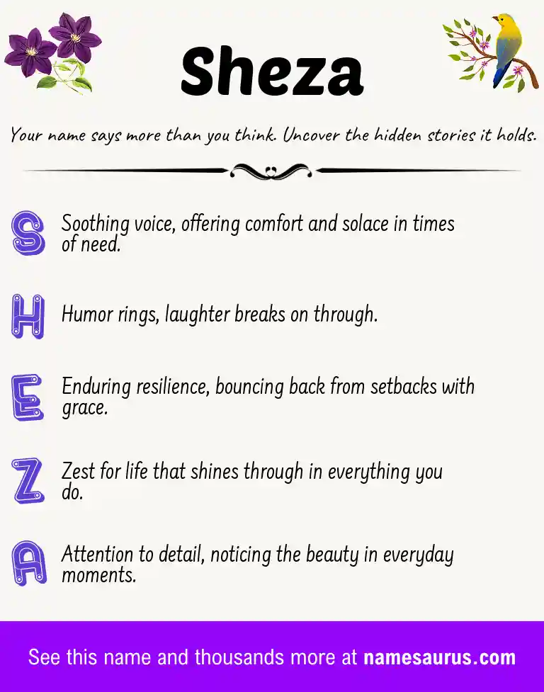 Acrostic poem about Sheza.