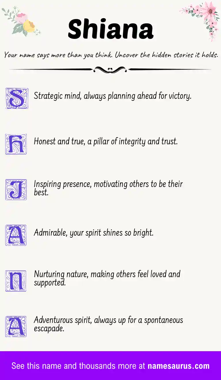 Acrostic poem about Shiana.