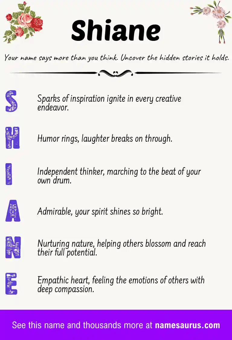 Acrostic poem about Shiane.