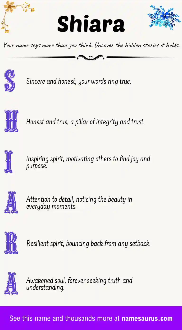 Acrostic poem about Shiara.