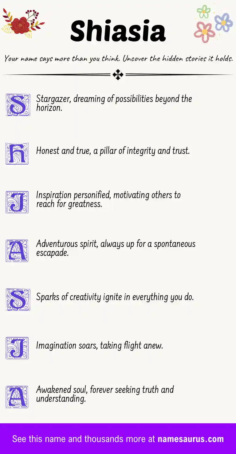 Acrostic poem about Shiasia.