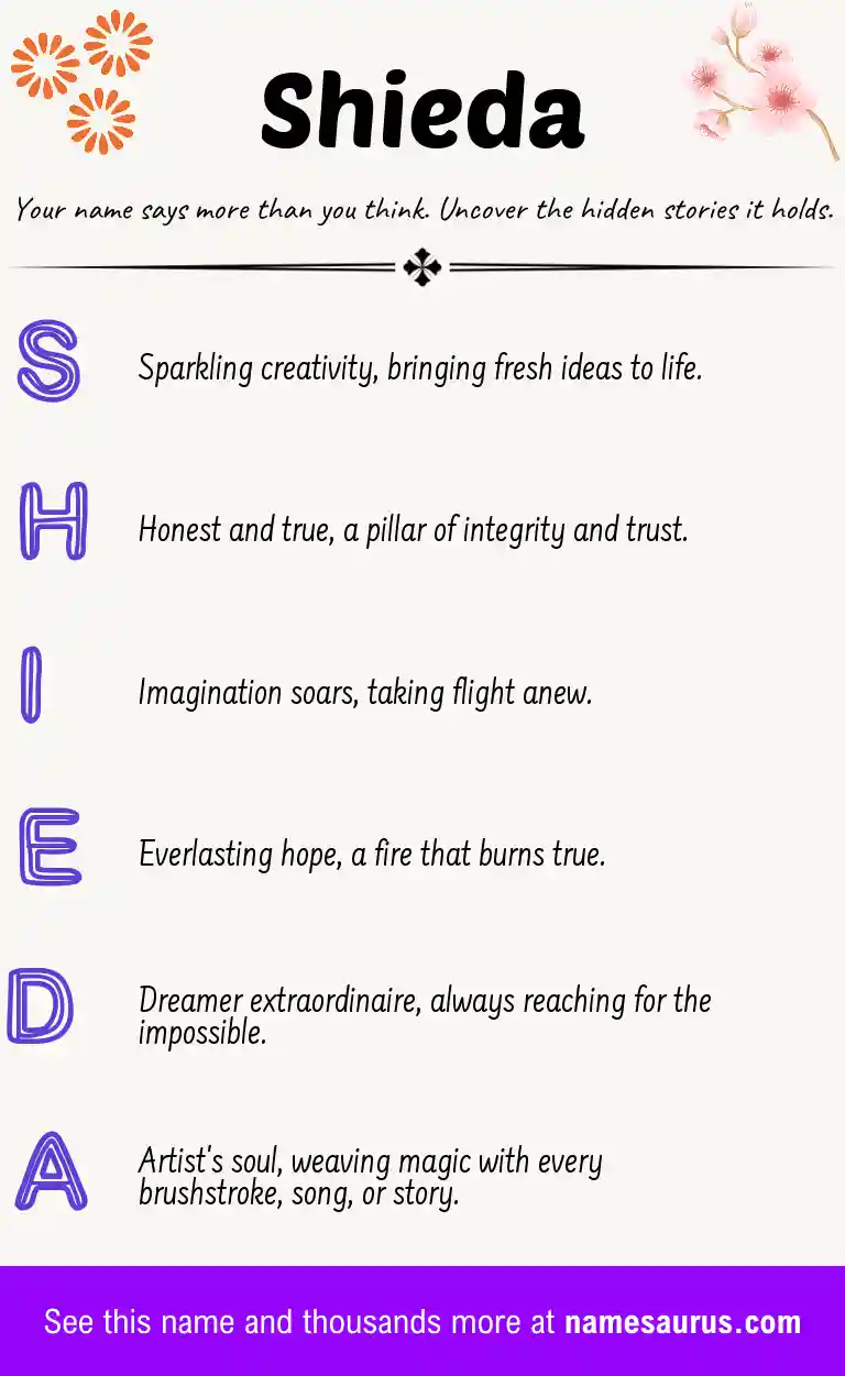 Acrostic poem about Shieda.