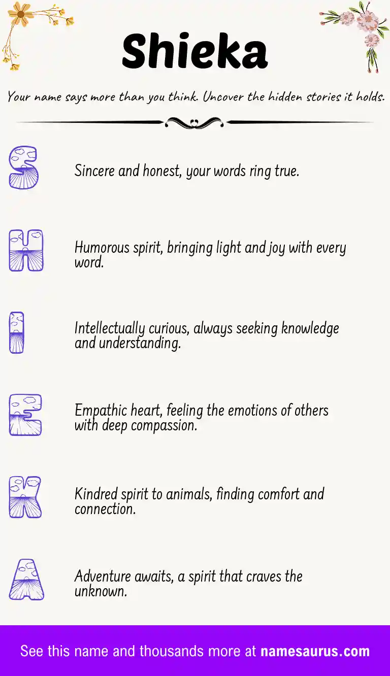 Acrostic poem about Shieka.
