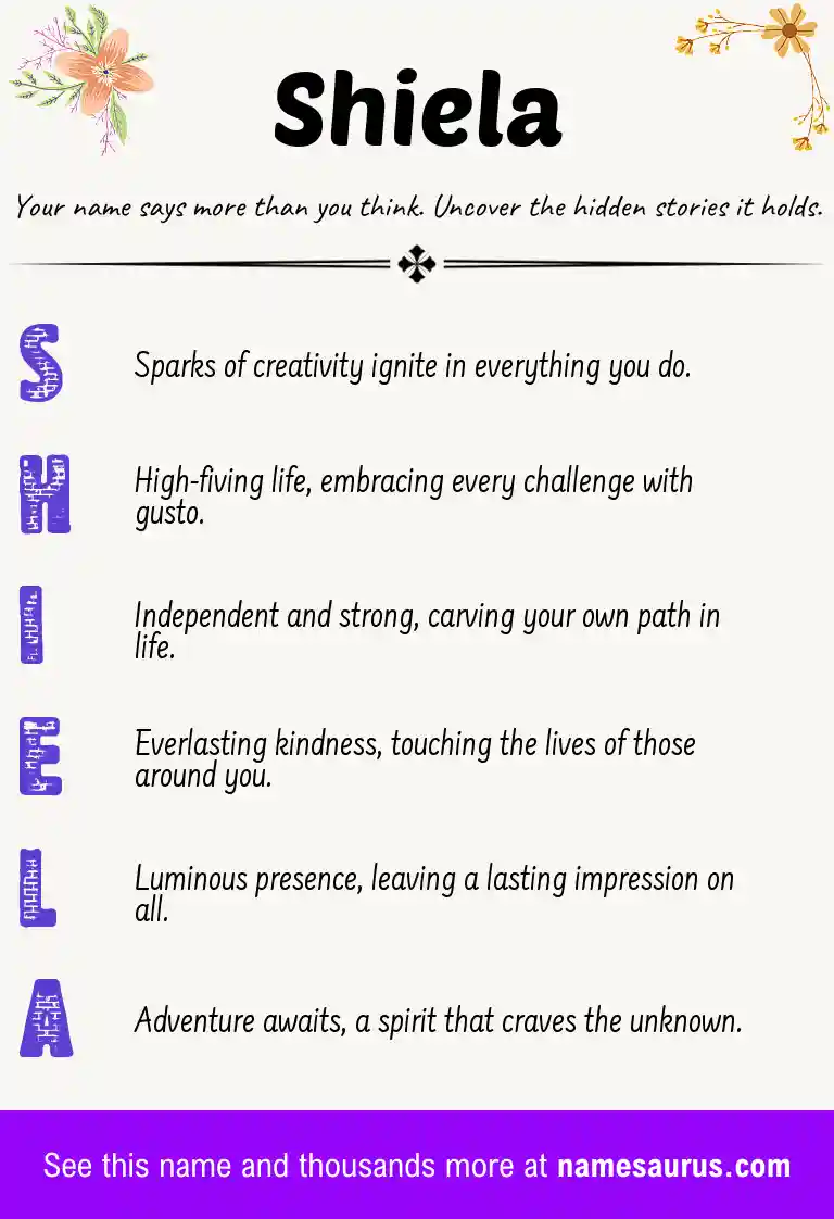 Acrostic poem about Shiela.