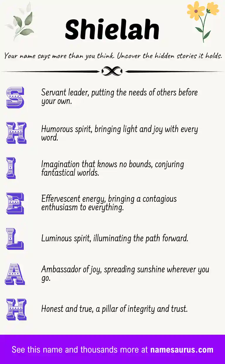 Acrostic poem about Shielah.