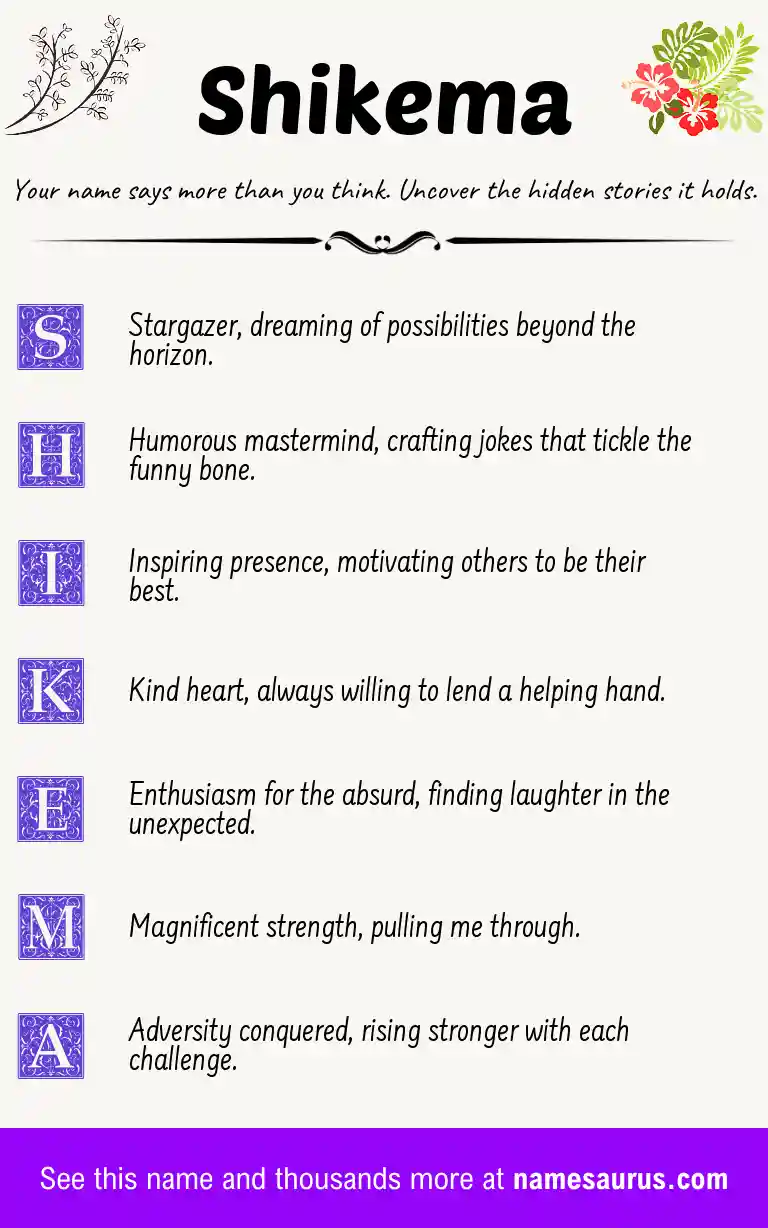 Acrostic poem about Shikema.