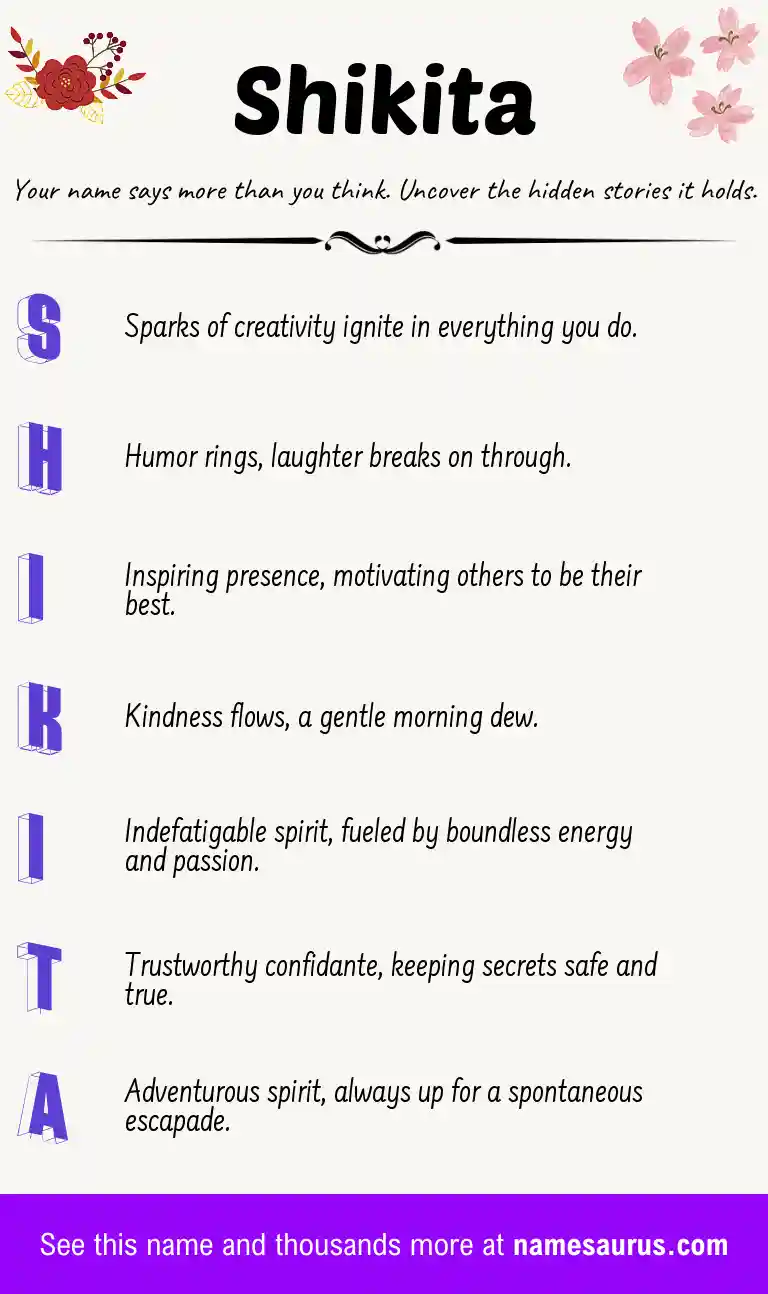 Acrostic poem about Shikita.