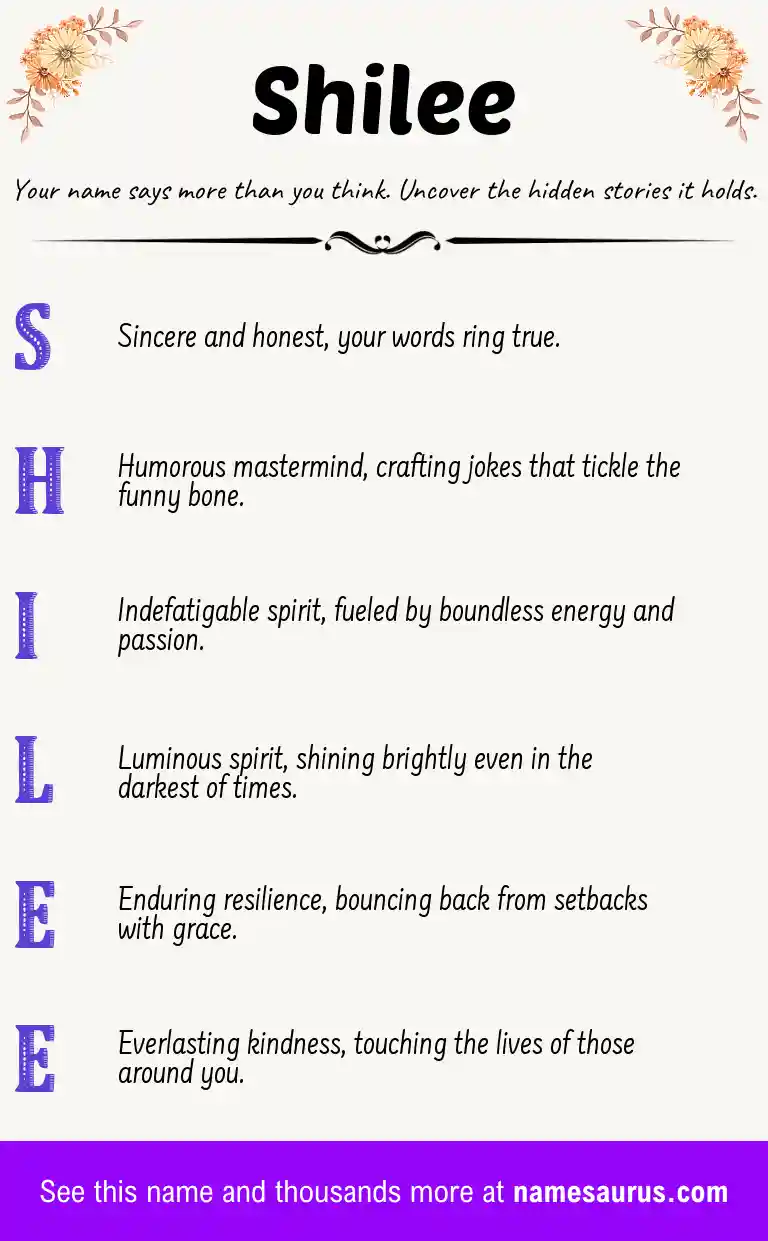 Acrostic poem about Shilee.