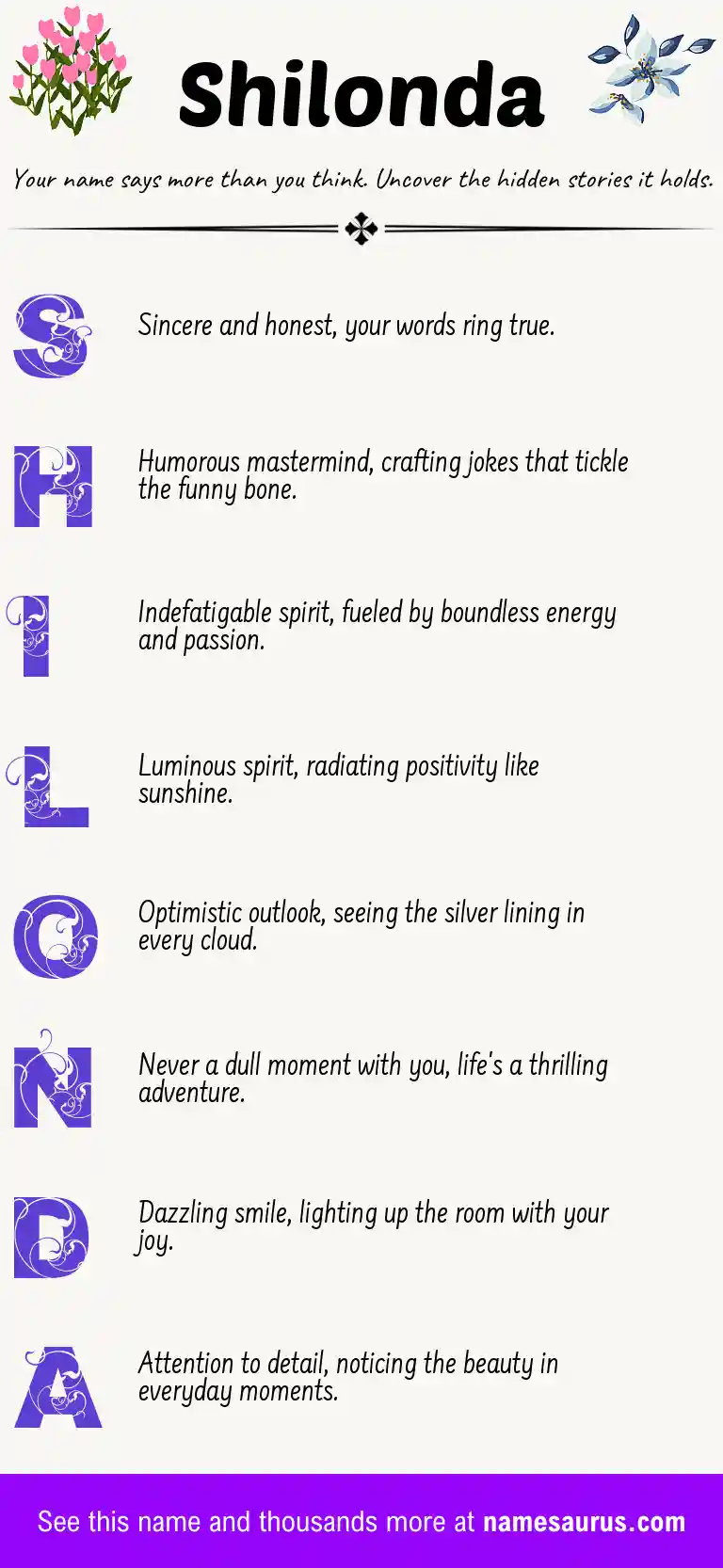 Acrostic poem about Shilonda.