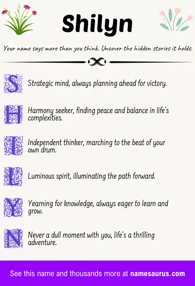 Acrostic poem about Shilyn.