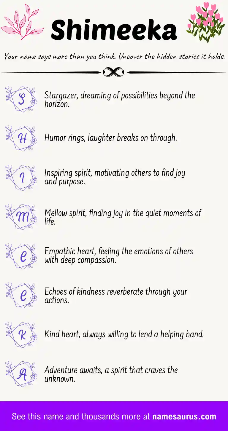 Acrostic poem about Shimeeka.