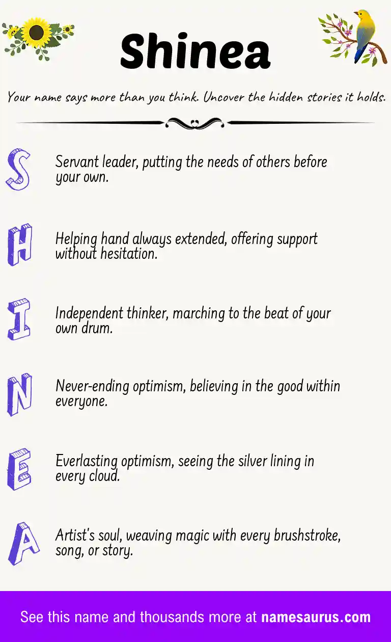 Acrostic poem about Shinea.