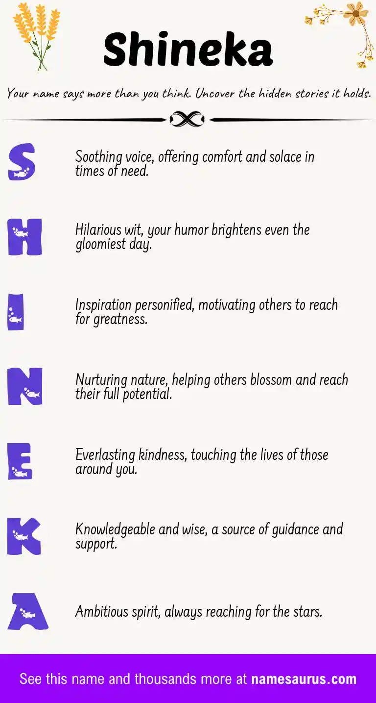 Acrostic poem about Shineka.