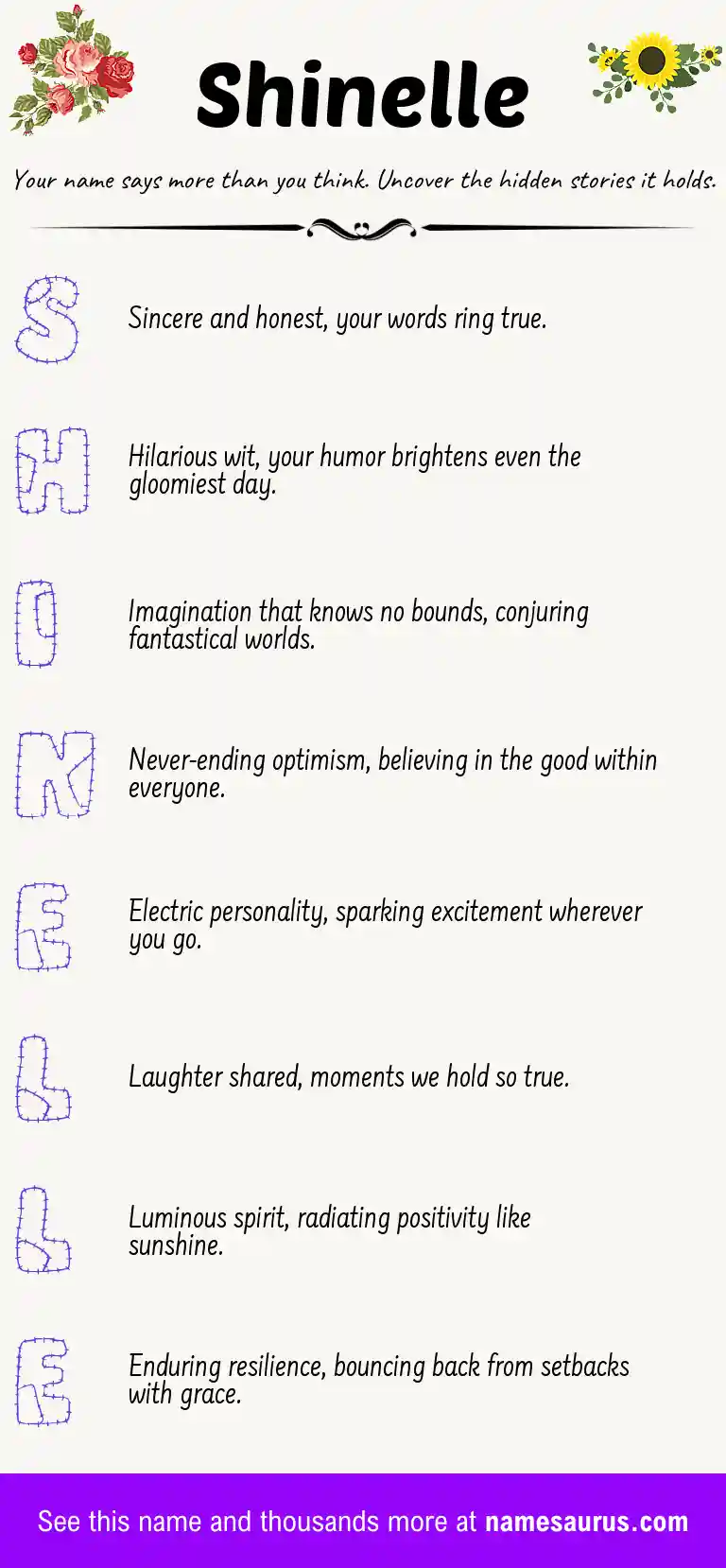 Acrostic poem about Shinelle.