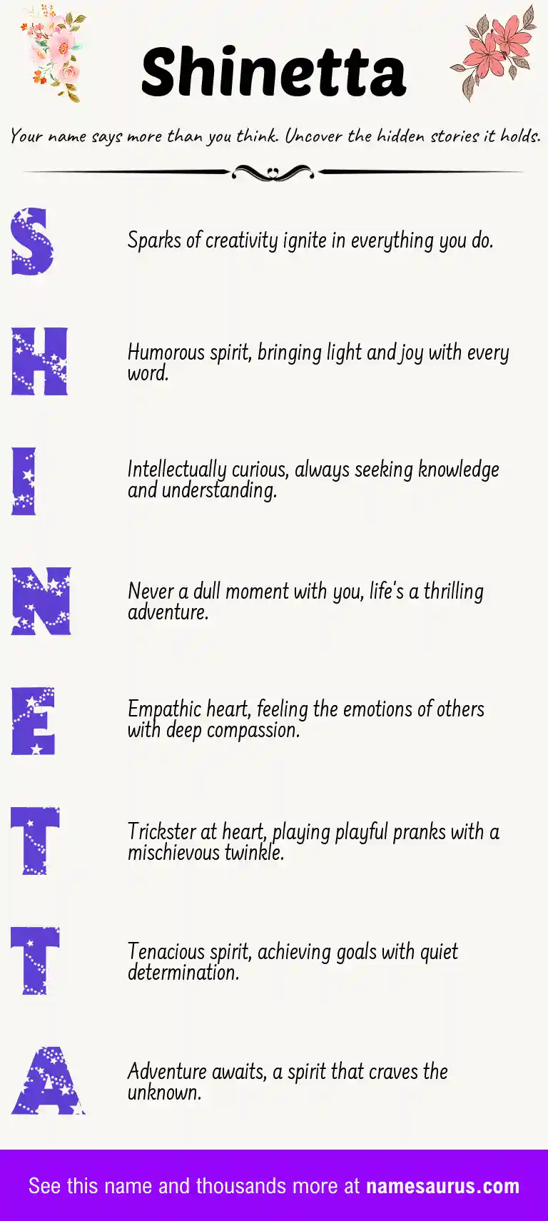 Acrostic poem about Shinetta.