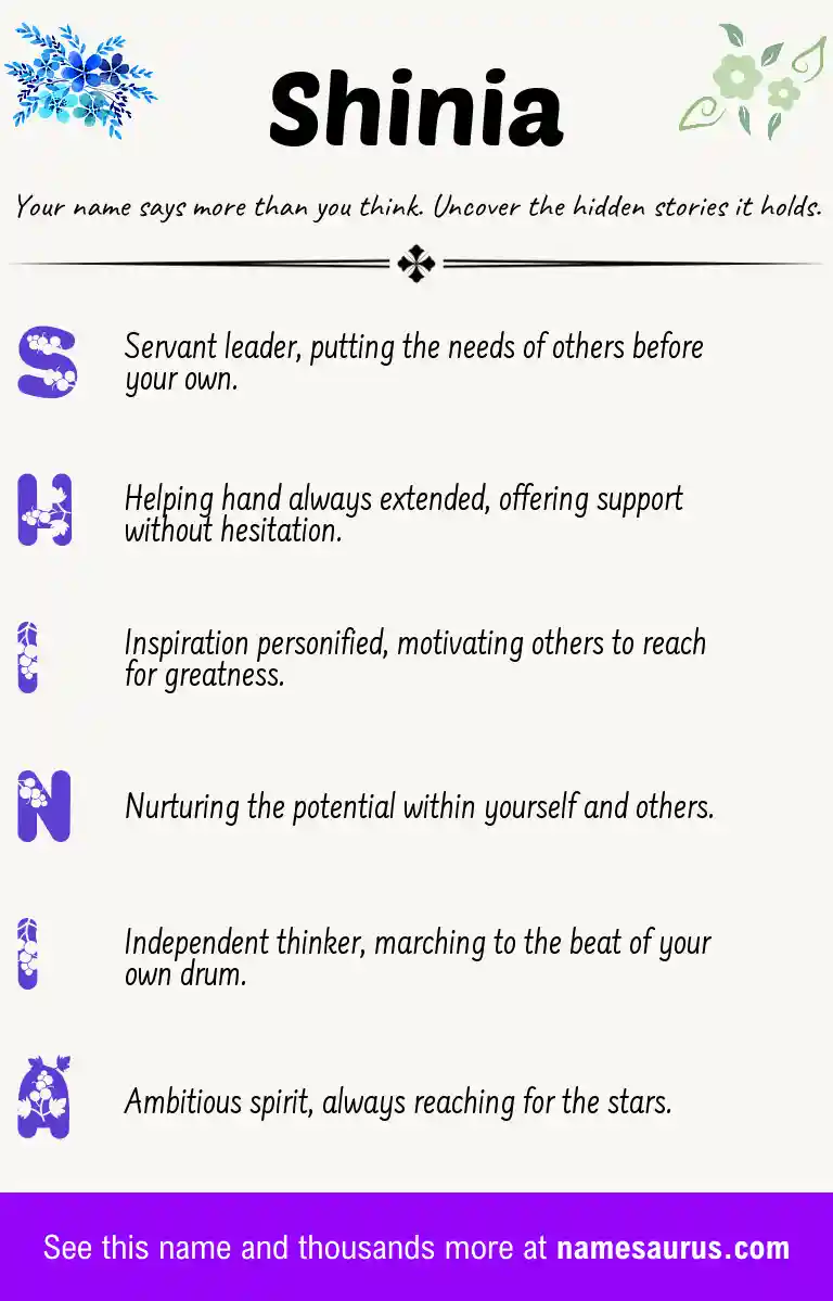 Acrostic poem about Shinia.