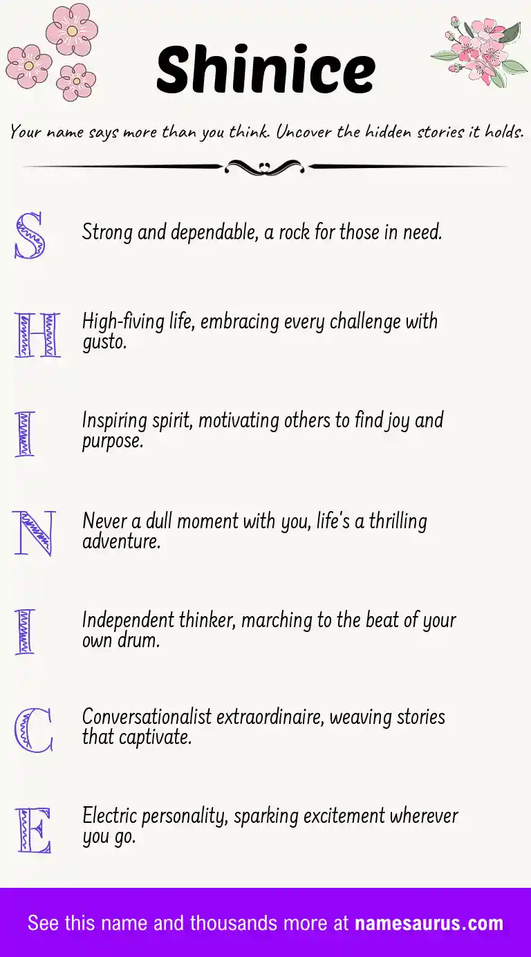 Acrostic poem about Shinice.