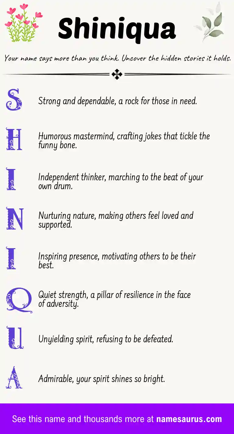 Acrostic poem about Shiniqua.