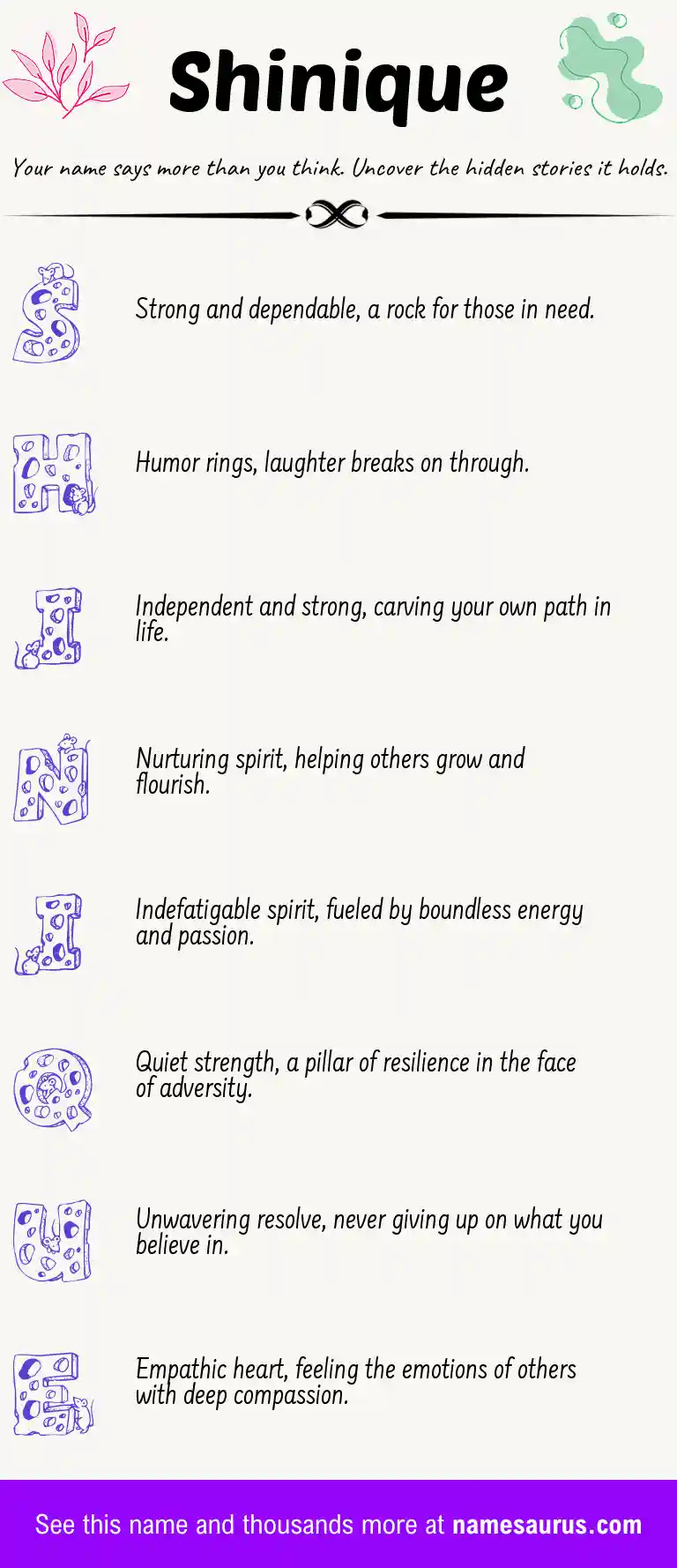 Acrostic poem about Shinique.