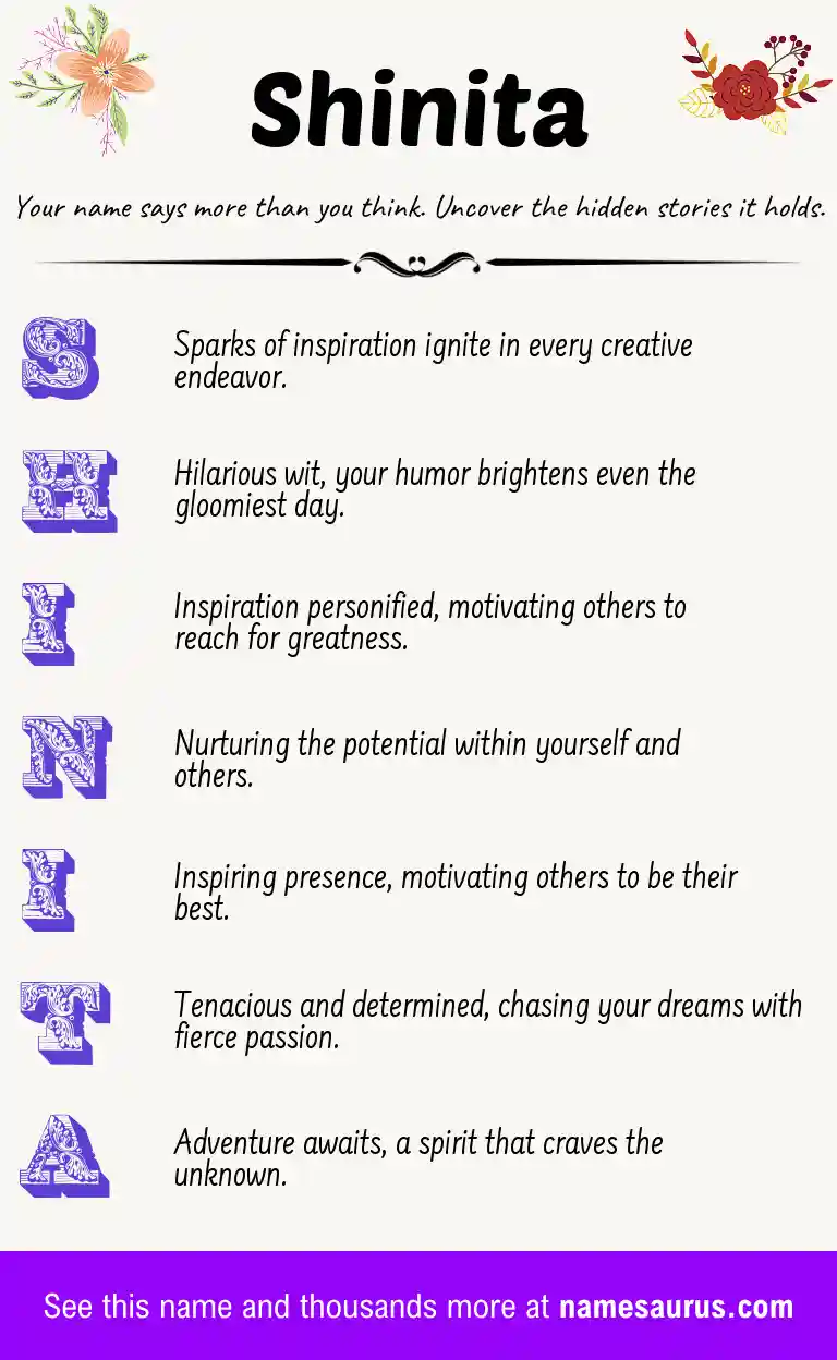 Acrostic poem about Shinita.