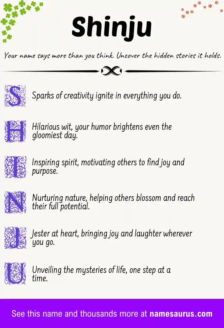 Acrostic poem about Shinju.