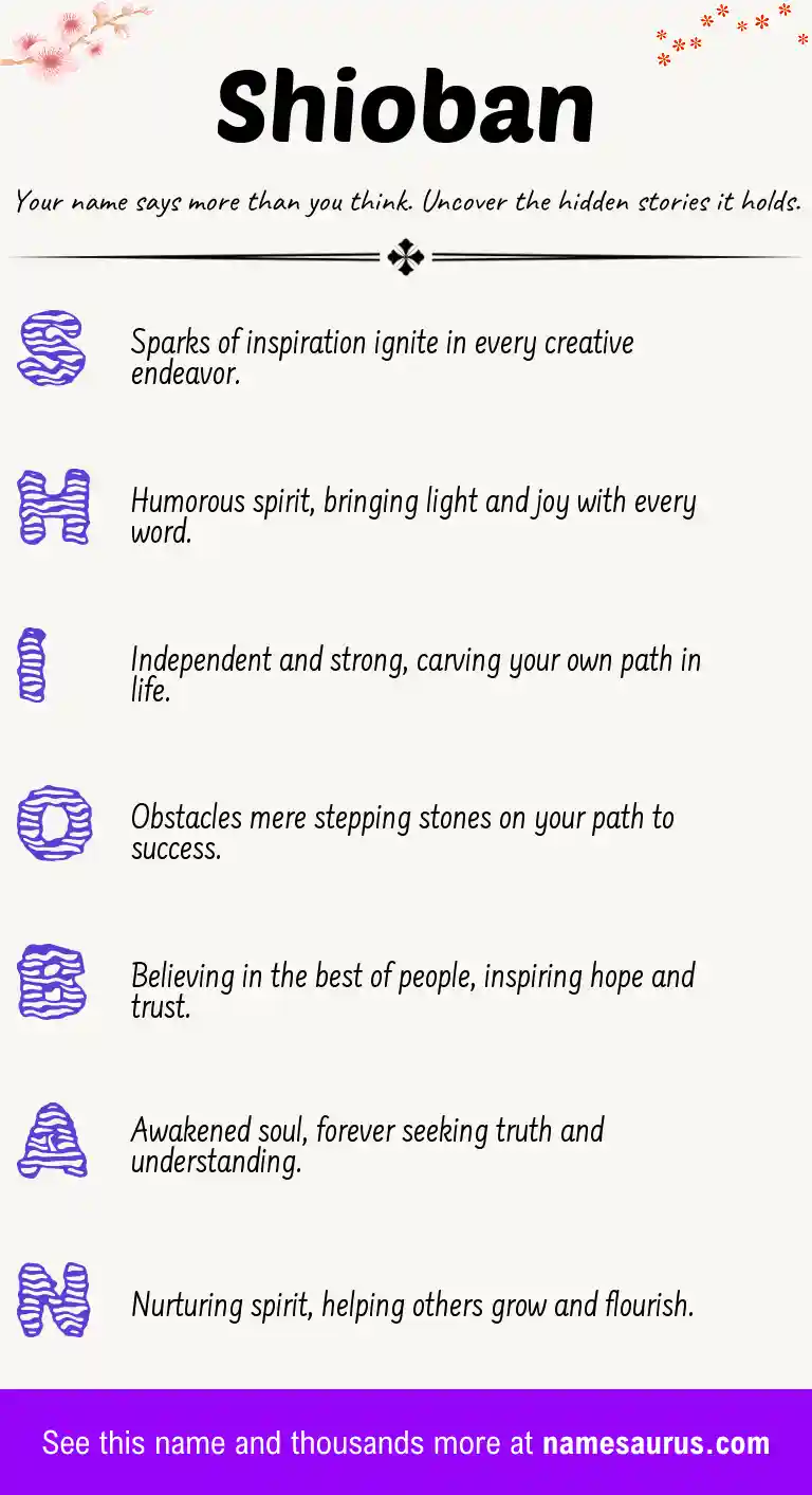 Acrostic poem about Shioban.