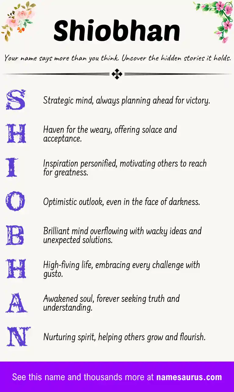 Acrostic poem about Shiobhan.