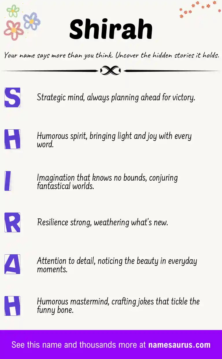 Acrostic poem about Shirah.