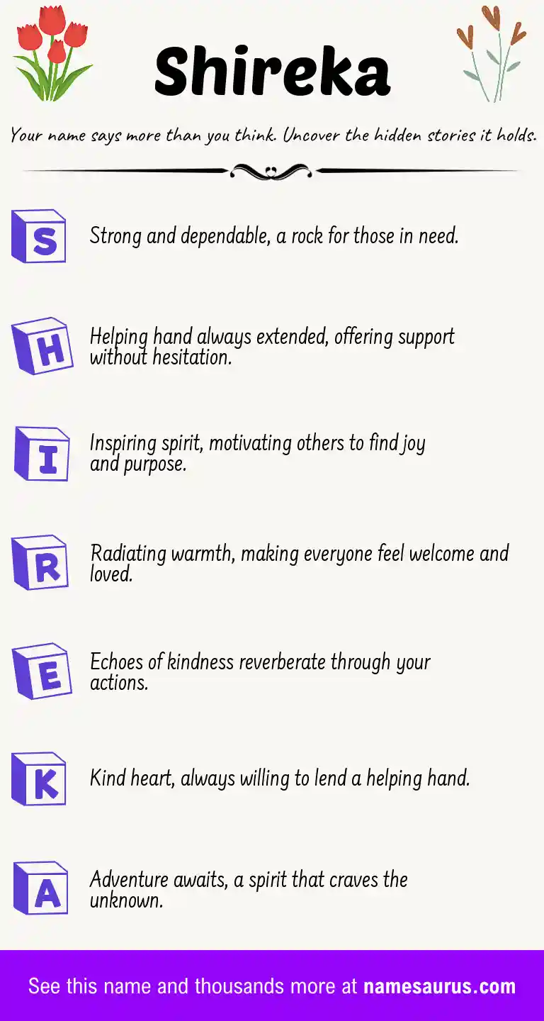 Acrostic poem about Shireka.