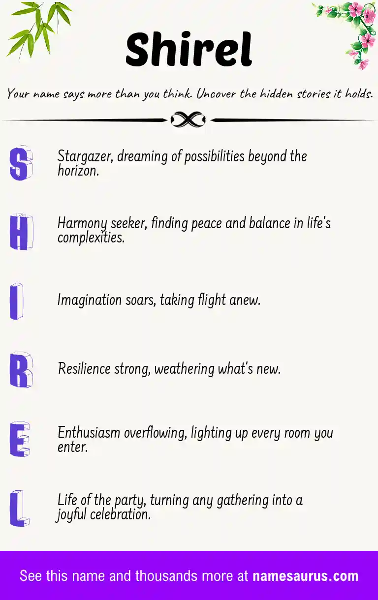 Acrostic poem about Shirel.