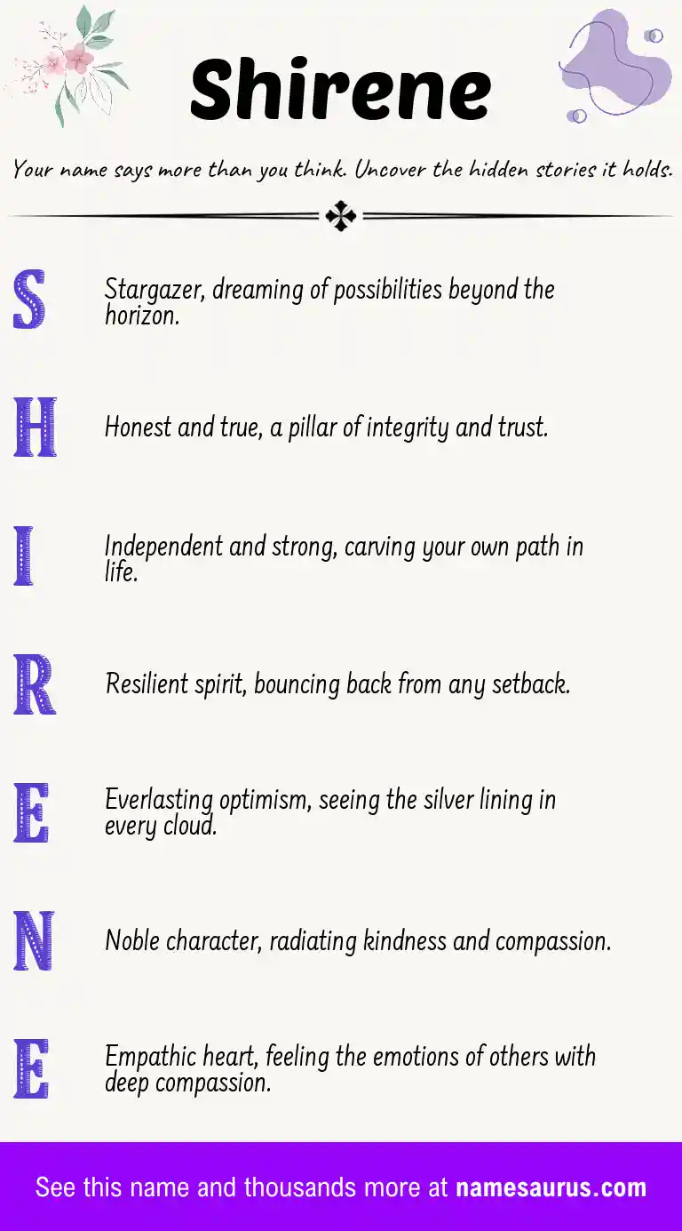 Acrostic poem about Shirene.