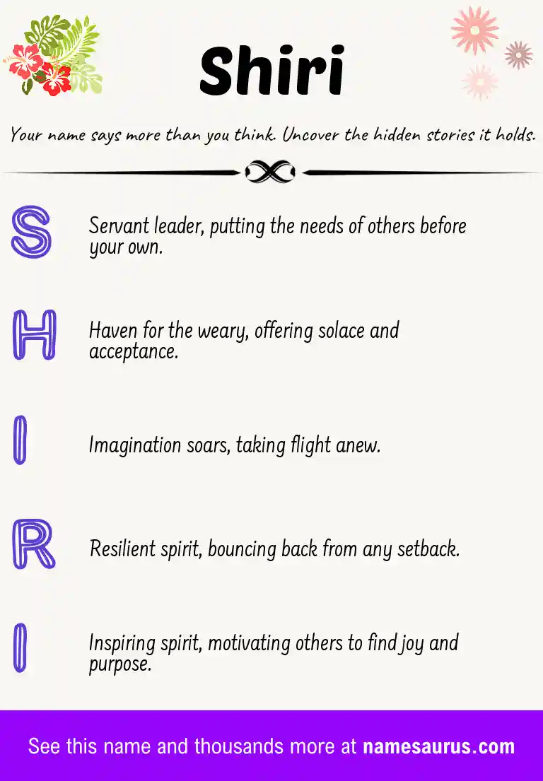 Acrostic poem about Shiri.