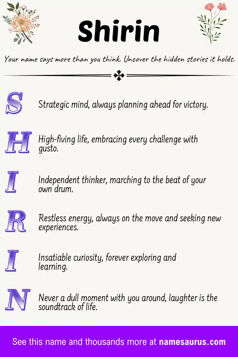 Acrostic poem about Shirin.
