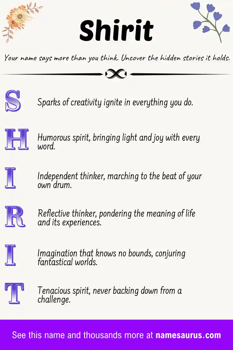 Acrostic poem about Shirit.