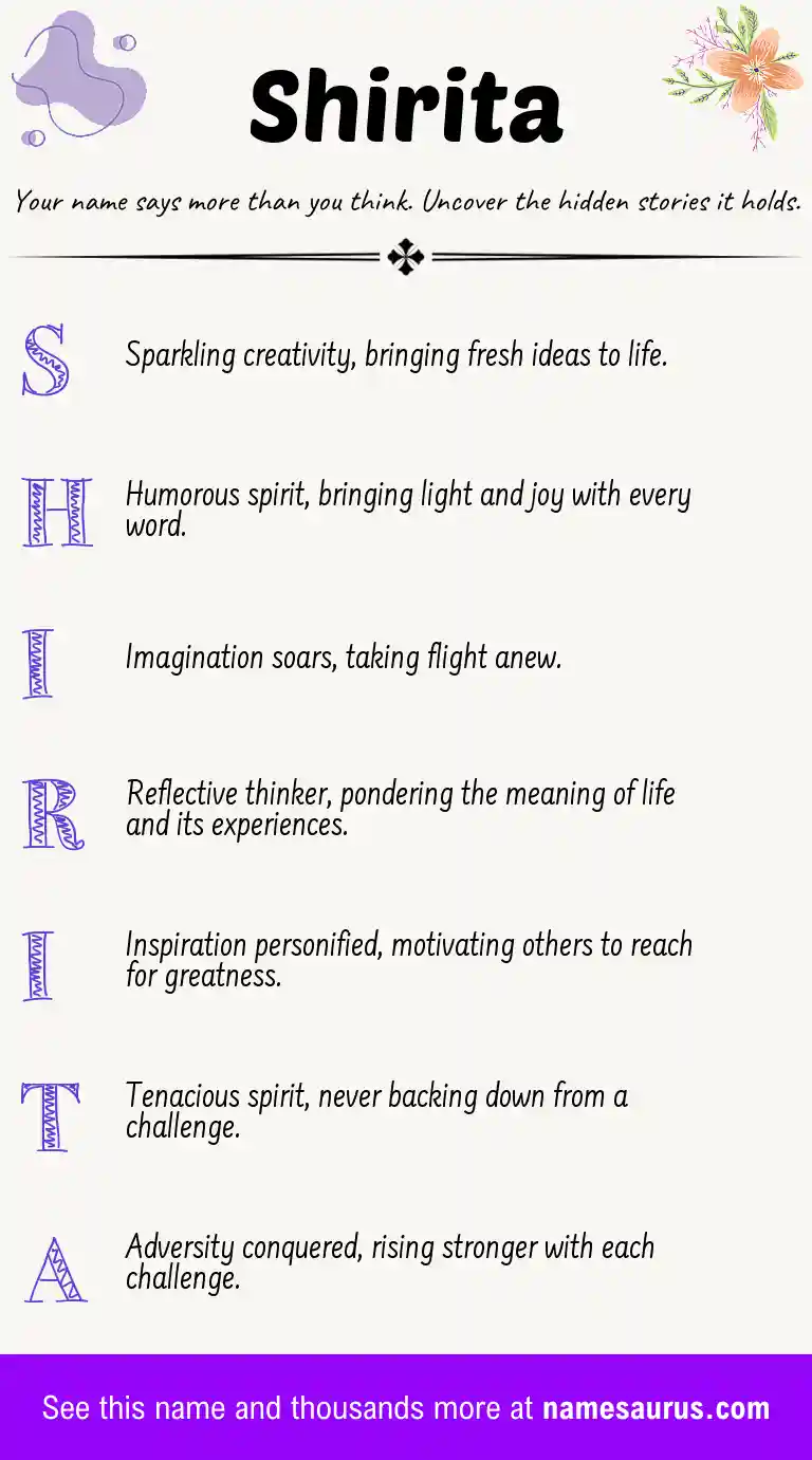 Acrostic poem about Shirita.