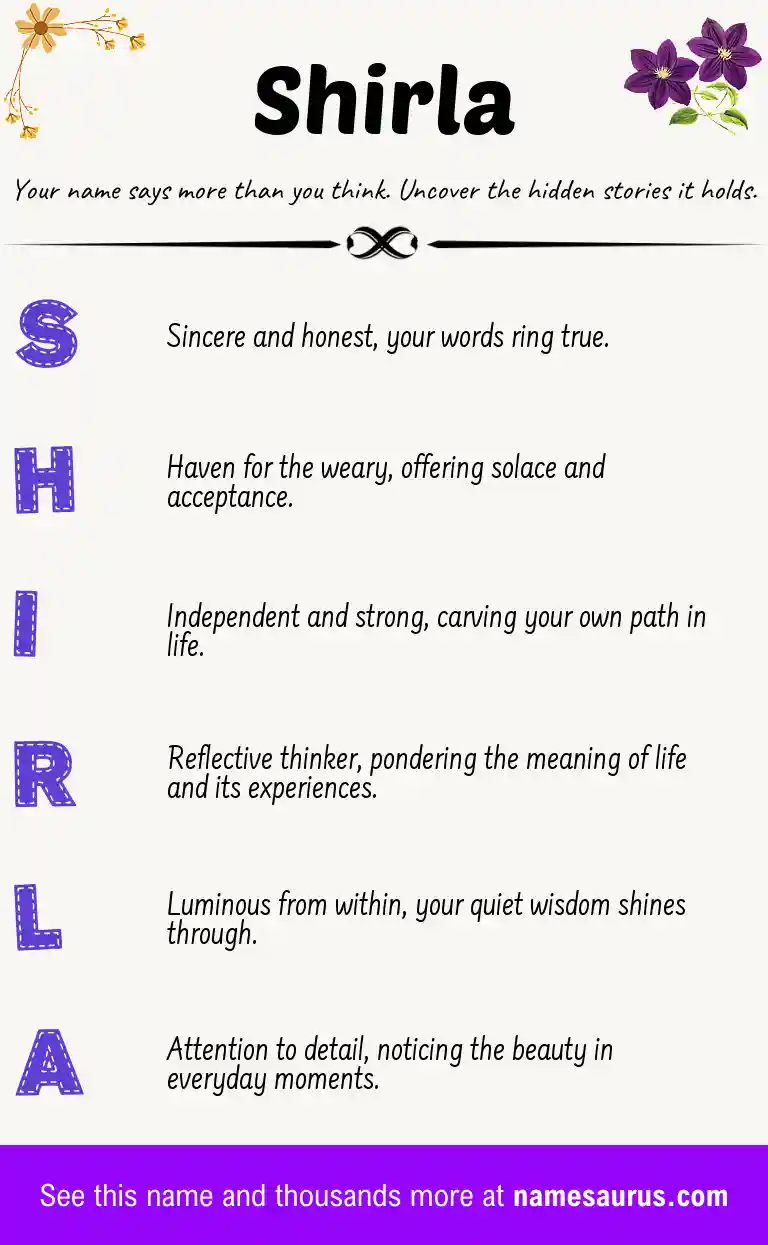 Acrostic poem about Shirla.