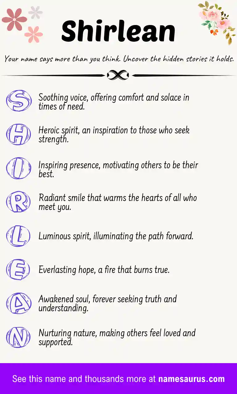 Acrostic poem about Shirlean.