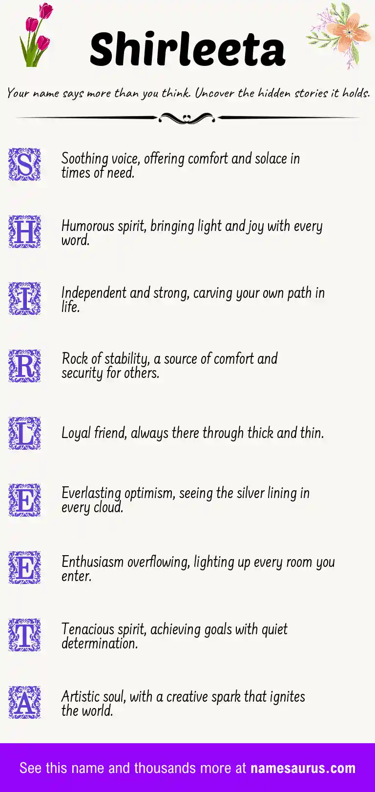 Acrostic poem about Shirleeta.