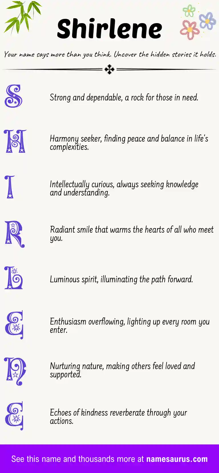 Acrostic poem about Shirlene.