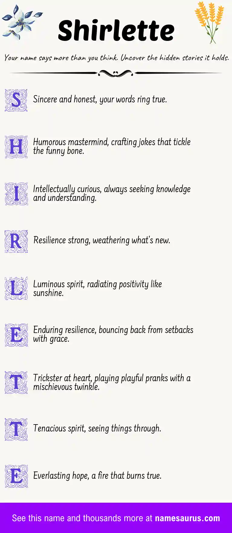 Acrostic poem about Shirlette.