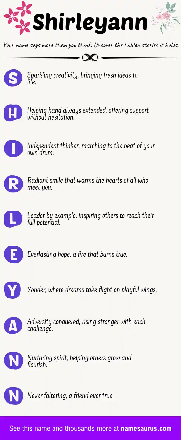 Acrostic poem about Shirleyann.