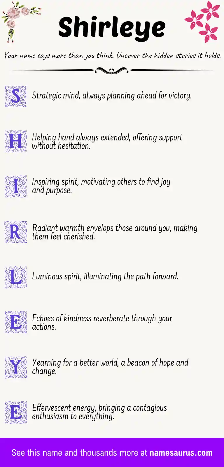 Acrostic poem about Shirleye.