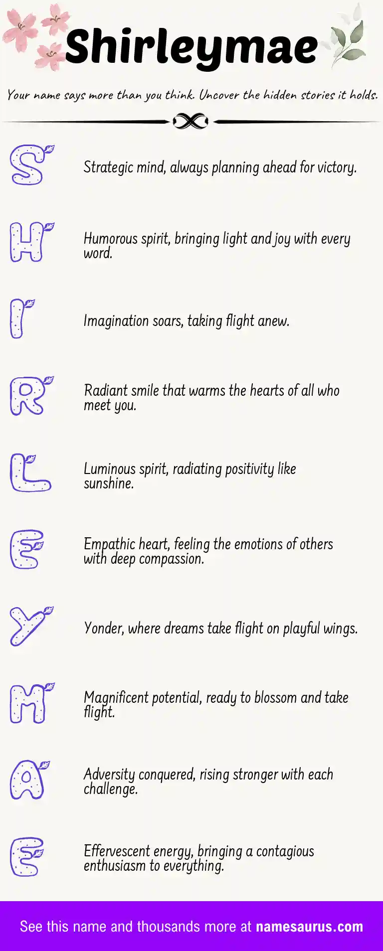 Acrostic poem about Shirleymae.