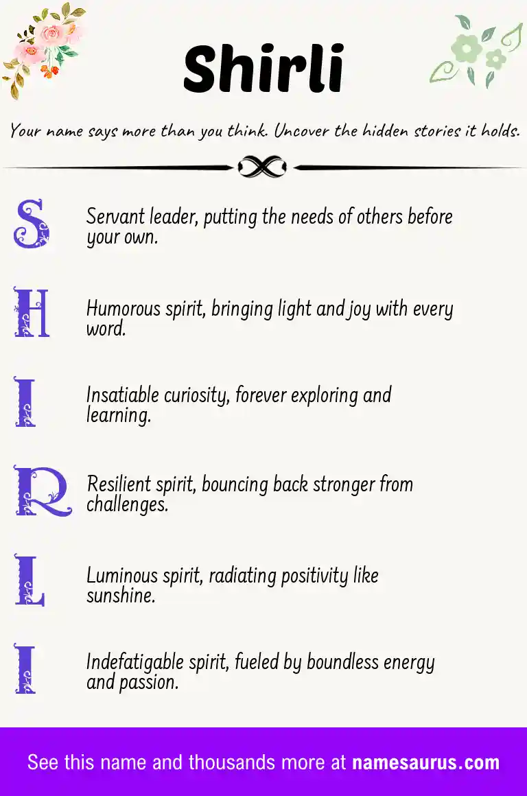 Acrostic poem about Shirli.
