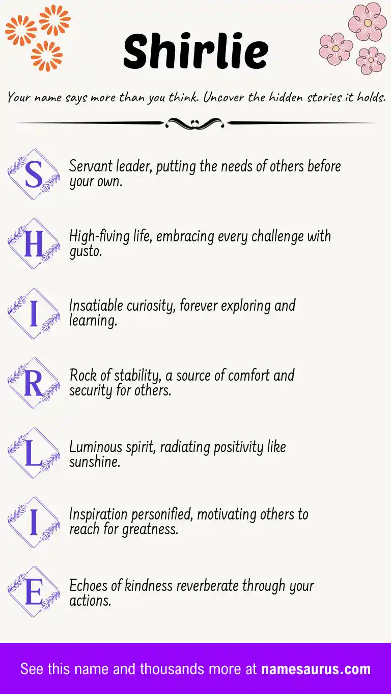 Acrostic poem about Shirlie.