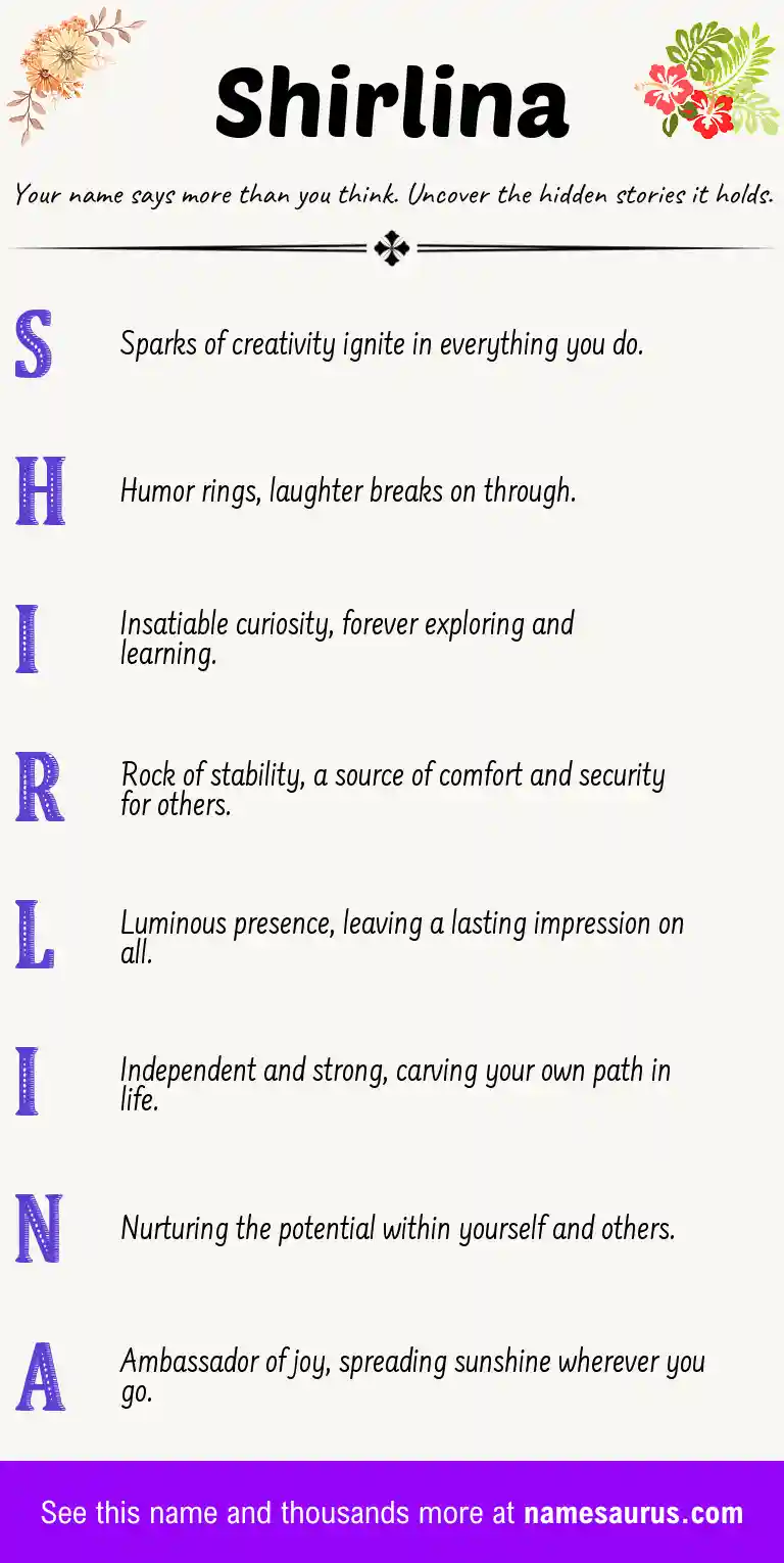 Acrostic poem about Shirlina.