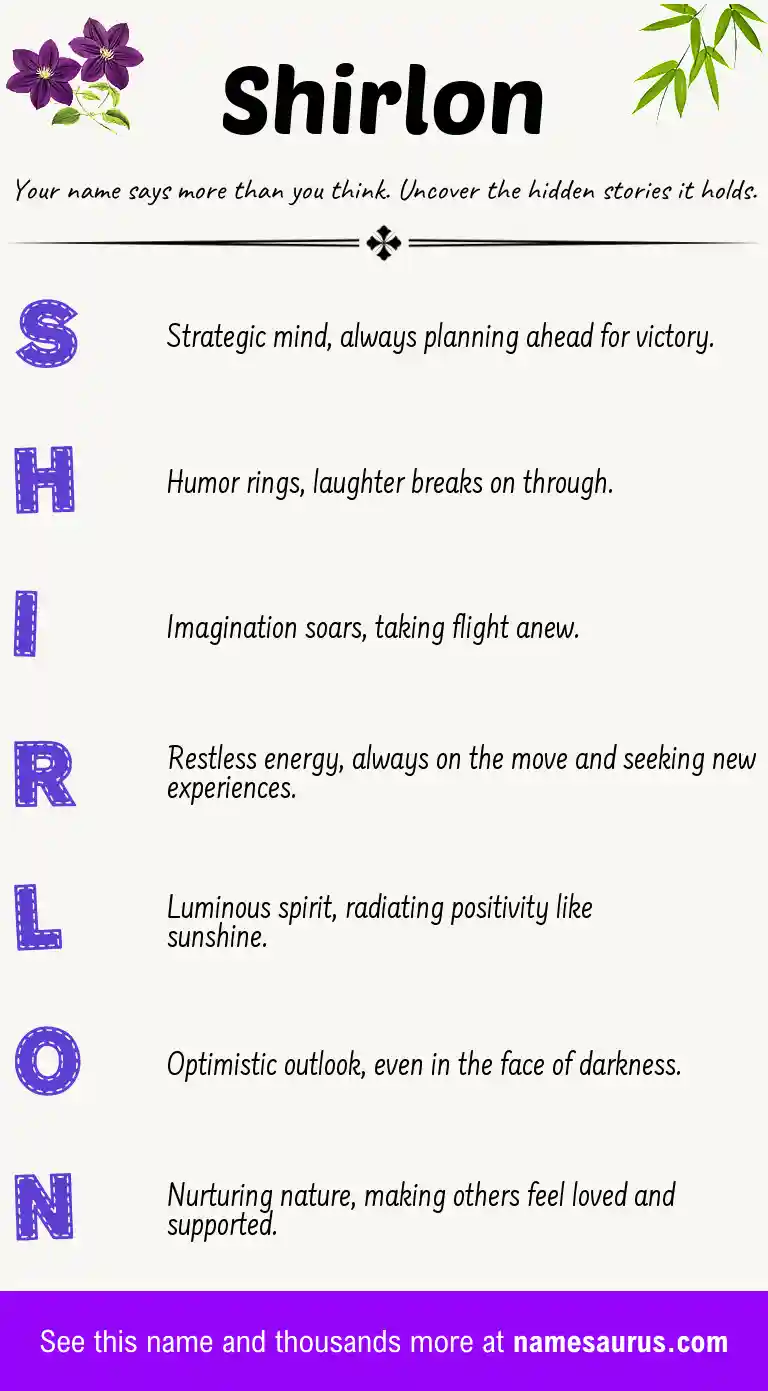 Acrostic poem about Shirlon.