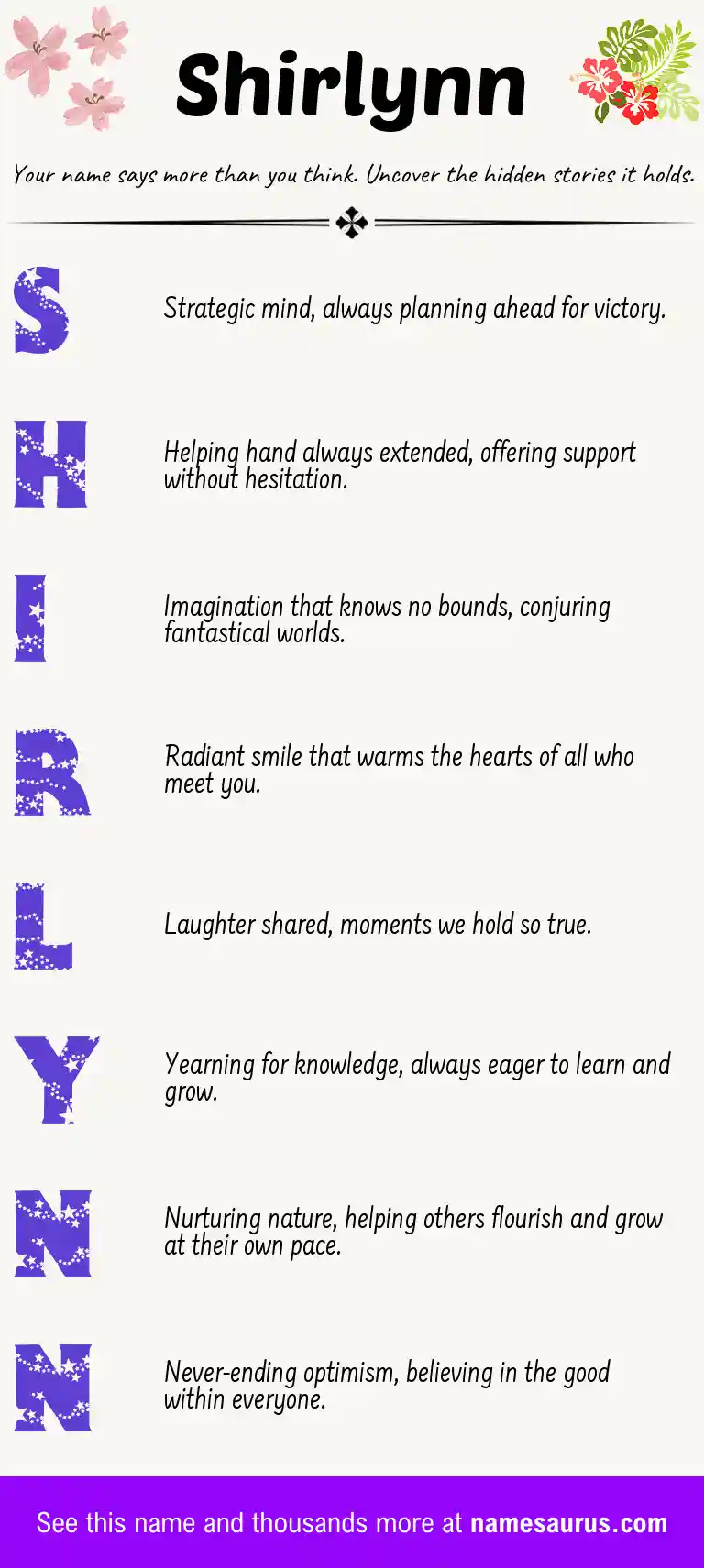 Acrostic poem about Shirlynn.